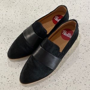 Rollie Nation Black Cowhide Flats